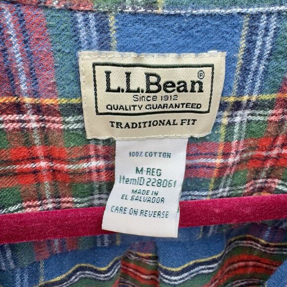 Vintage LL Bean Tartan Scotch Plaid Flannel Shirt Men M Button Down Shirt 228061 - Picture 2 of 10